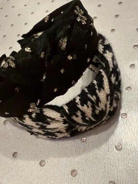 Black Beaded & Houndstooth Headband Set
